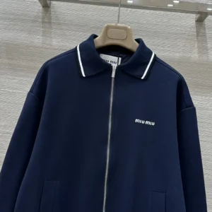 Miu Miu Women Bonded Piqué and Technical Jersey Blouson Jacket
