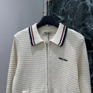 Miu Miu Women Cotton Knit Zipper Cardigan MMF9691616
