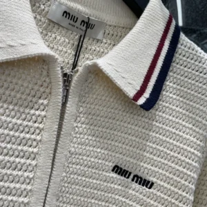 Miu Miu Women Cotton Knit Zipper Cardigan MMF9691616