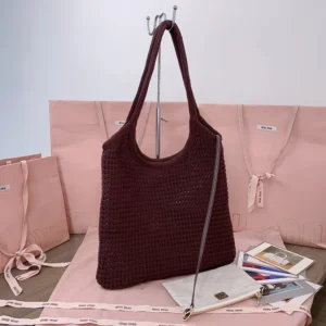 Miu Miu Women Ivy Raffia-Effect Woven Tote Bag 5BG231ACQY