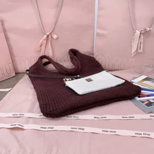 Miu Miu Women Ivy Raffia-Effect Woven Tote Bag 5BG231ACQY