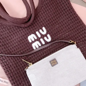 Miu Miu Women Ivy Raffia-Effect Woven Tote Bag 5BG231ACQY