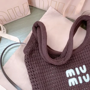 Miu Miu Women Ivy Raffia-Effect Woven Tote Bag 5BG231ACQY