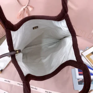 Miu Miu Women Ivy Raffia-Effect Woven Tote Bag 5BG231ACQY