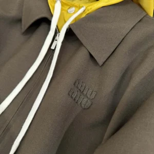 Miu Miu Women Kid Mohair and Technical Pongé Blouson Jacket