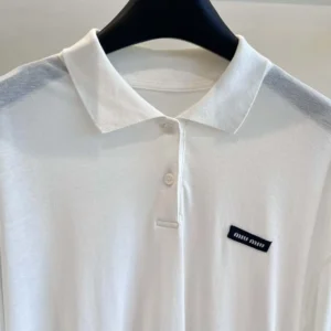 Miu Miu Women Ribbed Jersey Polo Shirt MJL050133OF0009