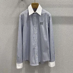 Miu Miu Women Striped Poplin Shirt MK1972174TF0W3B