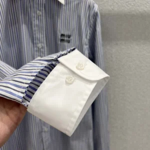 Miu Miu Women Striped Poplin Shirt MK1972174TF0W3B