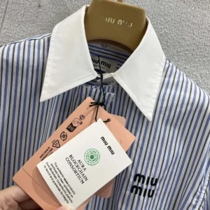Miu Miu Women Striped Poplin Shirt MK1972174TF0W3B