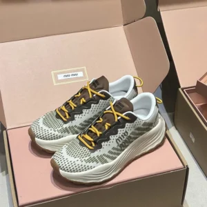 Miu Miu Women Technical Fabric Sneakers-Green 5E480E3LEDF077G