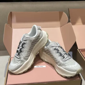 Miu Miu Women Technical Fabric Sneakers-Silver 5E480E3LEDF0424