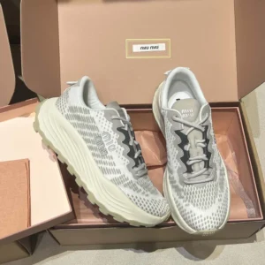 Miu Miu Women Technical Fabric Sneakers-Silver 5E480E3LEDF0424