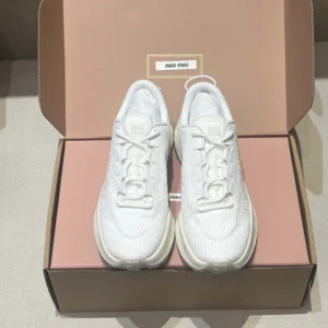 Miu Miu Women Technical Fabric Sneakers-White 5E480E3LEDF0009