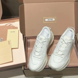 Miu Miu Women Technical Fabric Sneakers-White 5E480E3LEDF0009