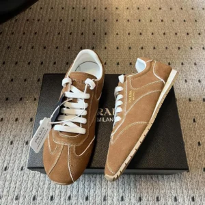 Prada Unisex Suede Sneakers with Leather Inserts 1E152O054F0324