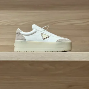Prada Women Downtown Bold Nappa Leather And Suede Sneakers