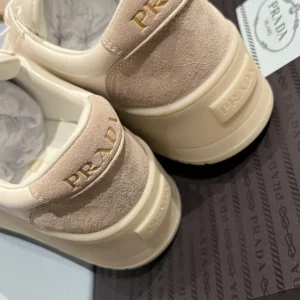 Prada Women Downtown Bold Nappa Leather And Suede Sneakers