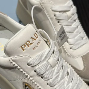 Prada Women Downtown Bold Nappa Leather And Suede Sneakers