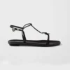 Prada Women Flat Leather Sandals-Black 1X577N011
