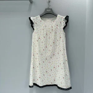 Prada Women Floral Print Cotton Batiste Mini-dress P3P3217ML