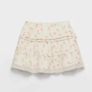 Prada Women Floral Print Linen Miniskirt P196W17LGF0018