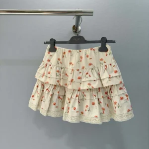 Prada Women Floral Print Linen Miniskirt P196W17LGF0018