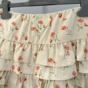 Prada Women Floral Print Linen Miniskirt P196W17LGF0018