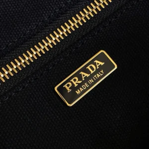 Prada Women Jardinière Small Cotton Canvas Handbag-Black