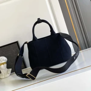 Prada Women Jardinière Small Cotton Canvas Handbag-Black