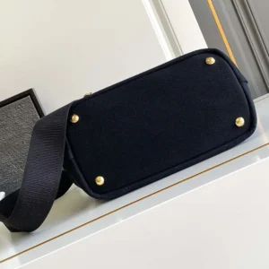 Prada Women Jardinière Small Cotton Canvas Handbag-Black