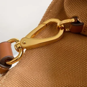 Prada Women Jardinière Small Cotton Canvas Handbag-Brown