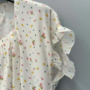 Prada Women Short-sleeved Floral Print Pongé Crop Top P917N17K1