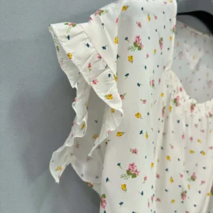 Prada Women Short-sleeved Floral Print Pongé Crop Top P917N17K1
