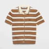 Prada Women Short-sleeved Striped Cotton Cardigan