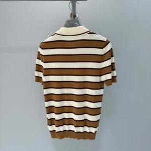 Prada Women Short-sleeved Striped Cotton Cardigan