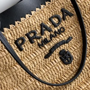 Prada Women Small Crochet and Leather Tote Bag 1BG5002M2Q