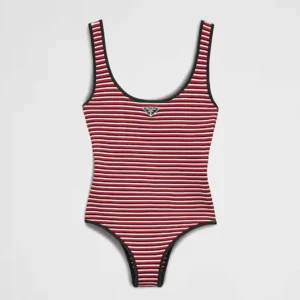 Prada Women Striped Interlock Jersey One-piece Swimsuit 7022116ZS