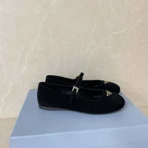 Prada Women Suede Ballerinas-Black 1F793N008F0002