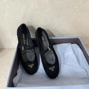 Prada Women Suede Ballerinas-Black 1F793N008F0002