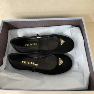 Prada Women Suede Ballerinas-Black 1F793N008F0002