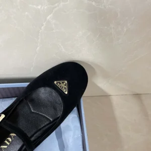 Prada Women Suede Ballerinas-Black 1F793N008F0002