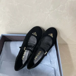 Prada Women Suede Ballerinas-Black 1F793N008F0002