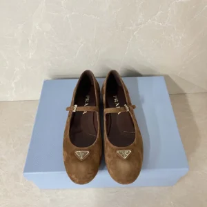 Prada Women Suede Ballerinas-Brown 1F793N008F0324
