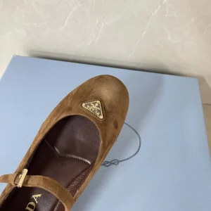 Prada Women Suede Ballerinas-Brown 1F793N008F0324