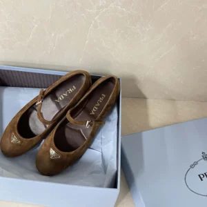 Prada Women Suede Ballerinas-Brown 1F793N008F0324