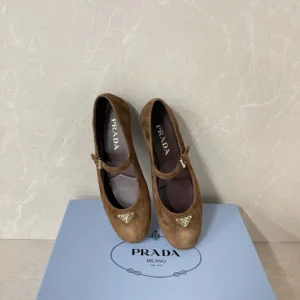 Prada Women Suede Ballerinas-Brown 1F793N008F0324