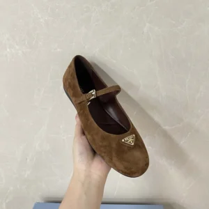 Prada Women Suede Ballerinas-Brown 1F793N008F0324