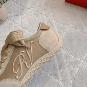 Roger Vivier Women Viv Low Sneakers in Suede-Beige