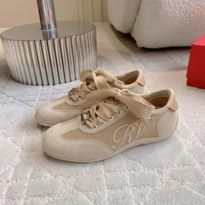Roger Vivier Women Viv Low Sneakers in Suede-Beige