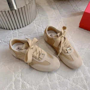 Roger Vivier Women Viv Low Sneakers in Suede-Beige